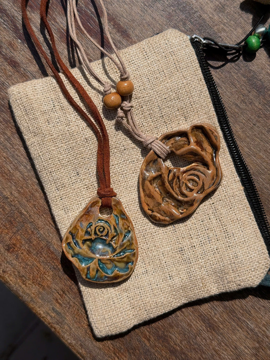 Brown Rose Ceramic Necklace