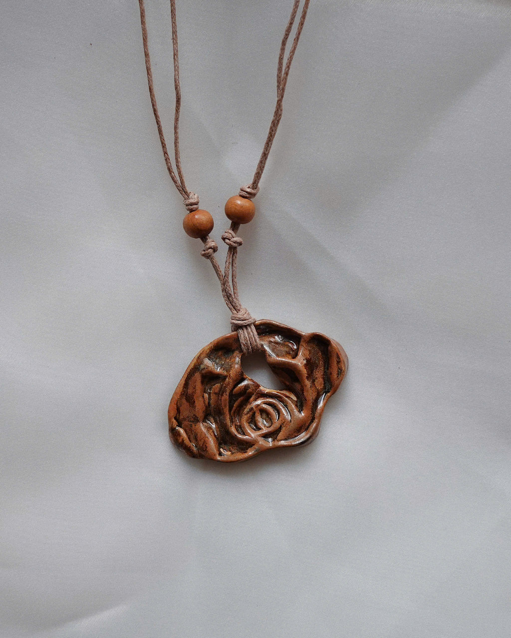 Brown Rose Ceramic Necklace