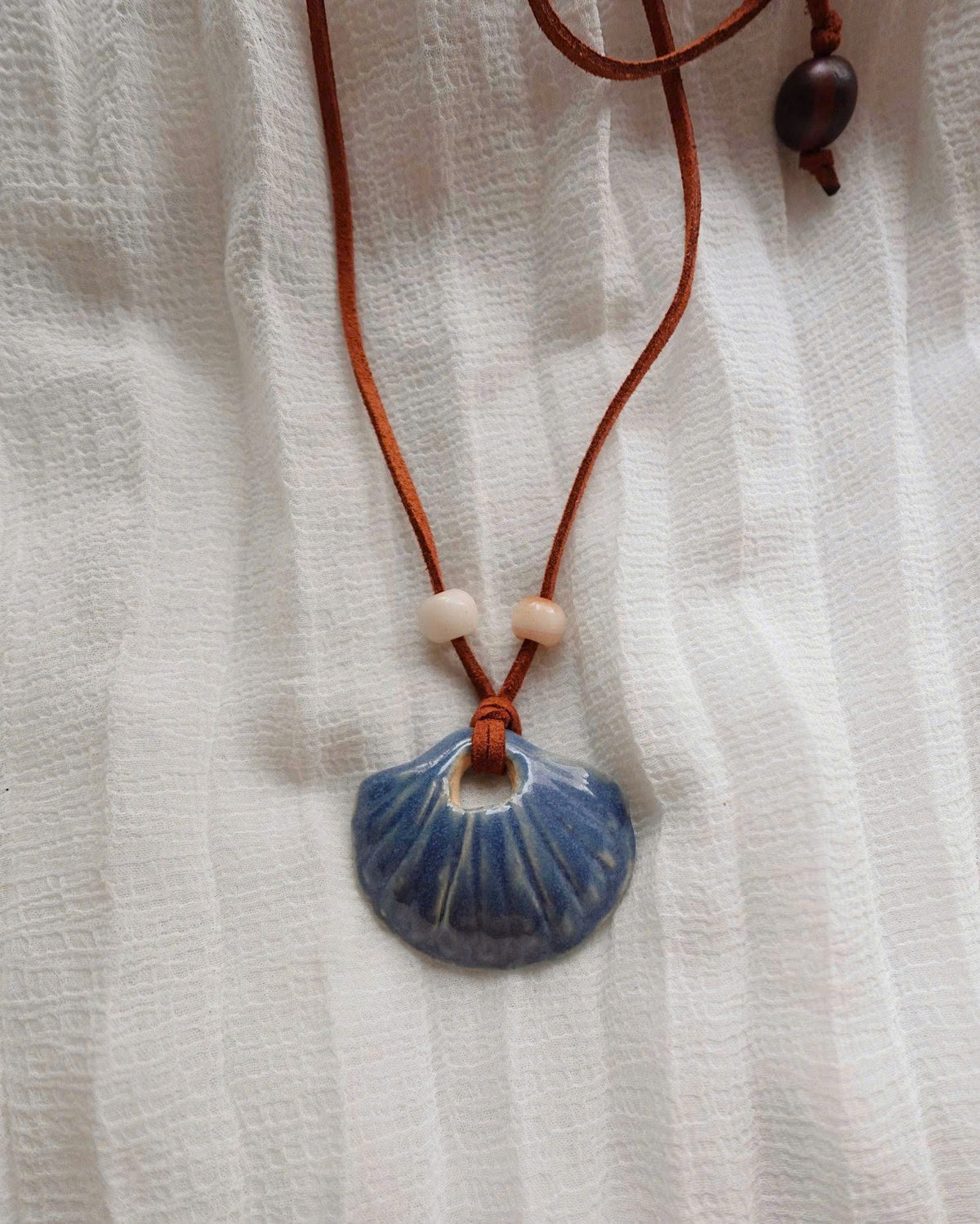 Seashell in Blue Ceramic Necklace