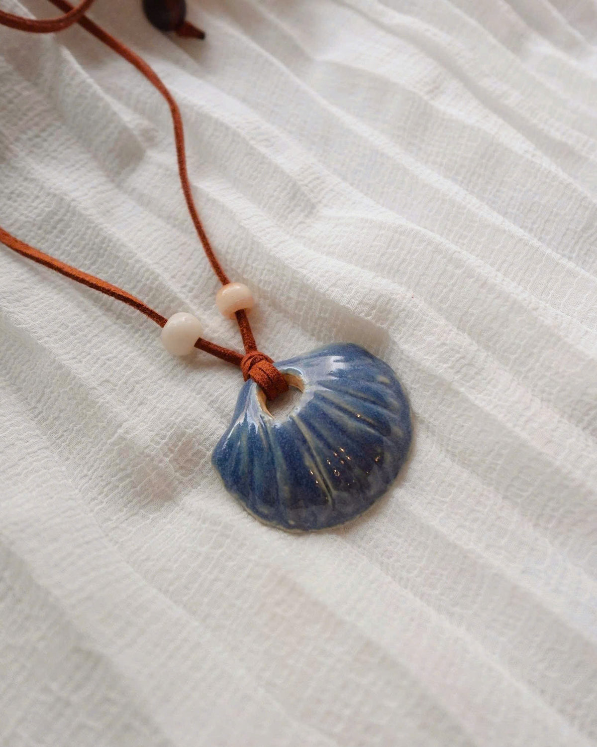 Seashell in Blue Ceramic Necklace