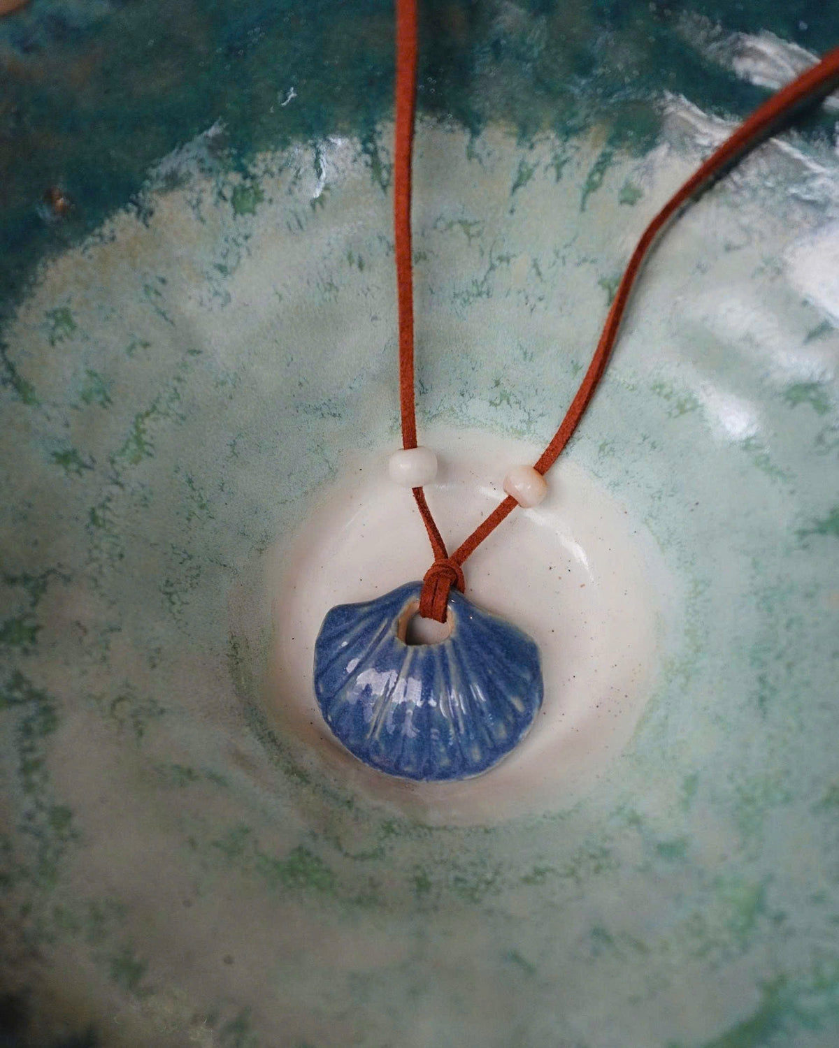 Seashell in Blue Ceramic Necklace