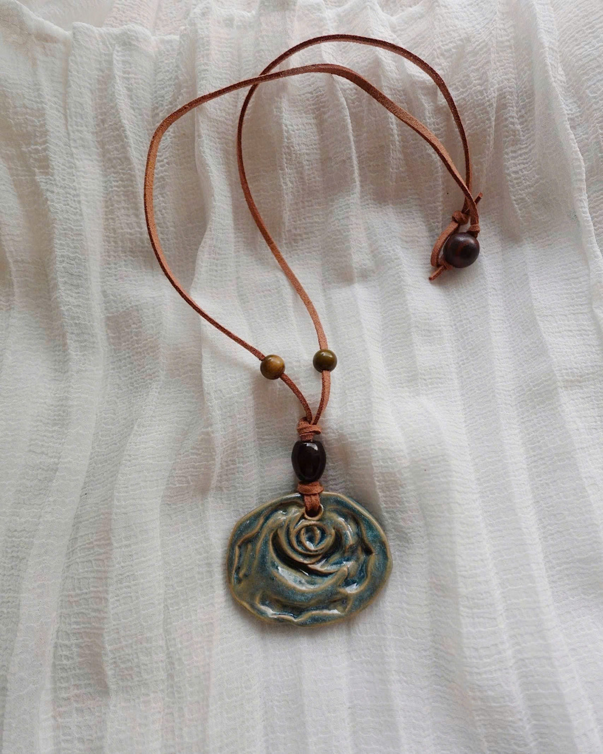 Green Rose Ceramic Necklace