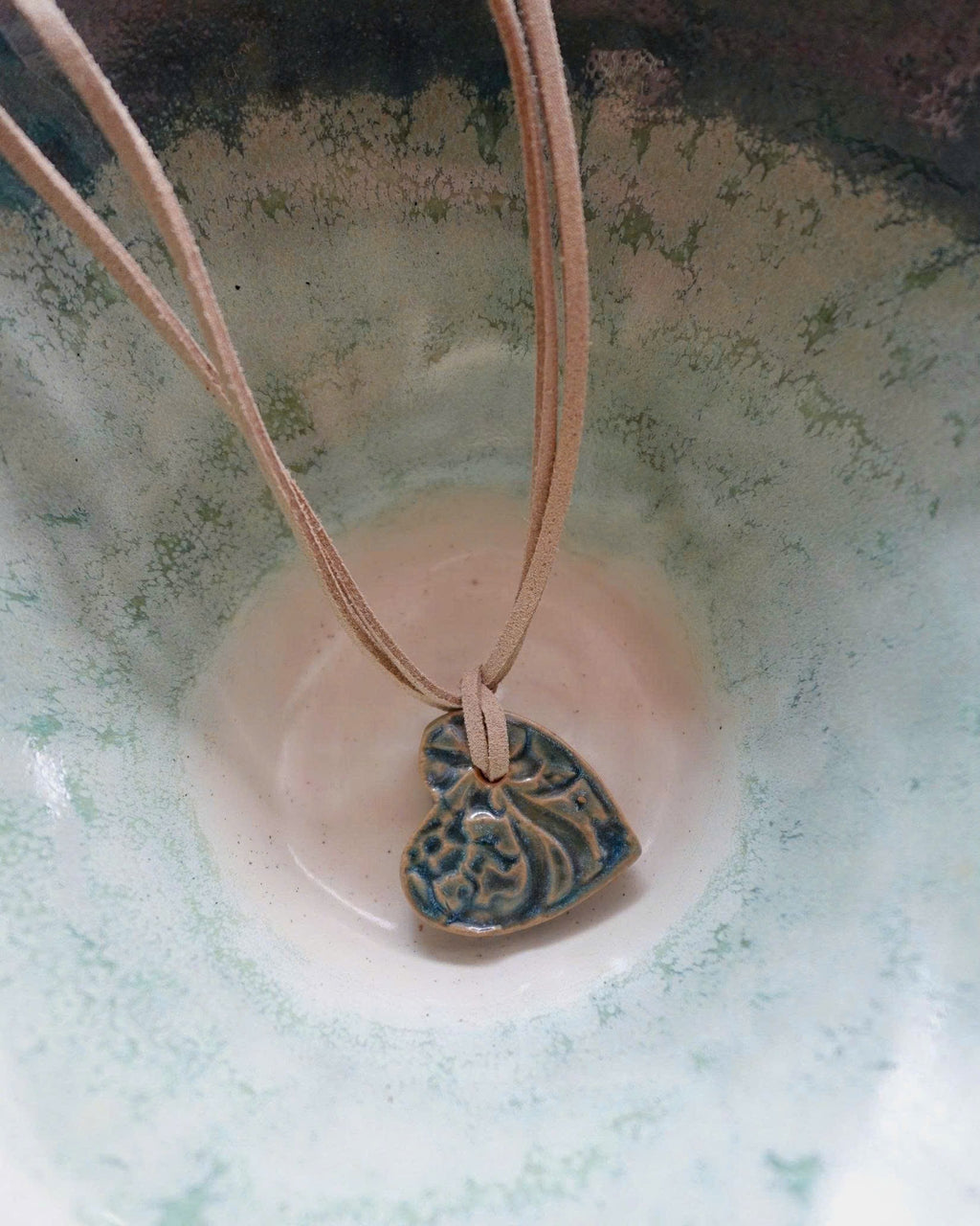 Green Heart Ceramic Necklace
