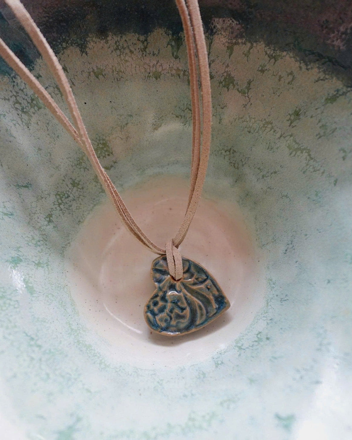 Green Heart Ceramic Necklace