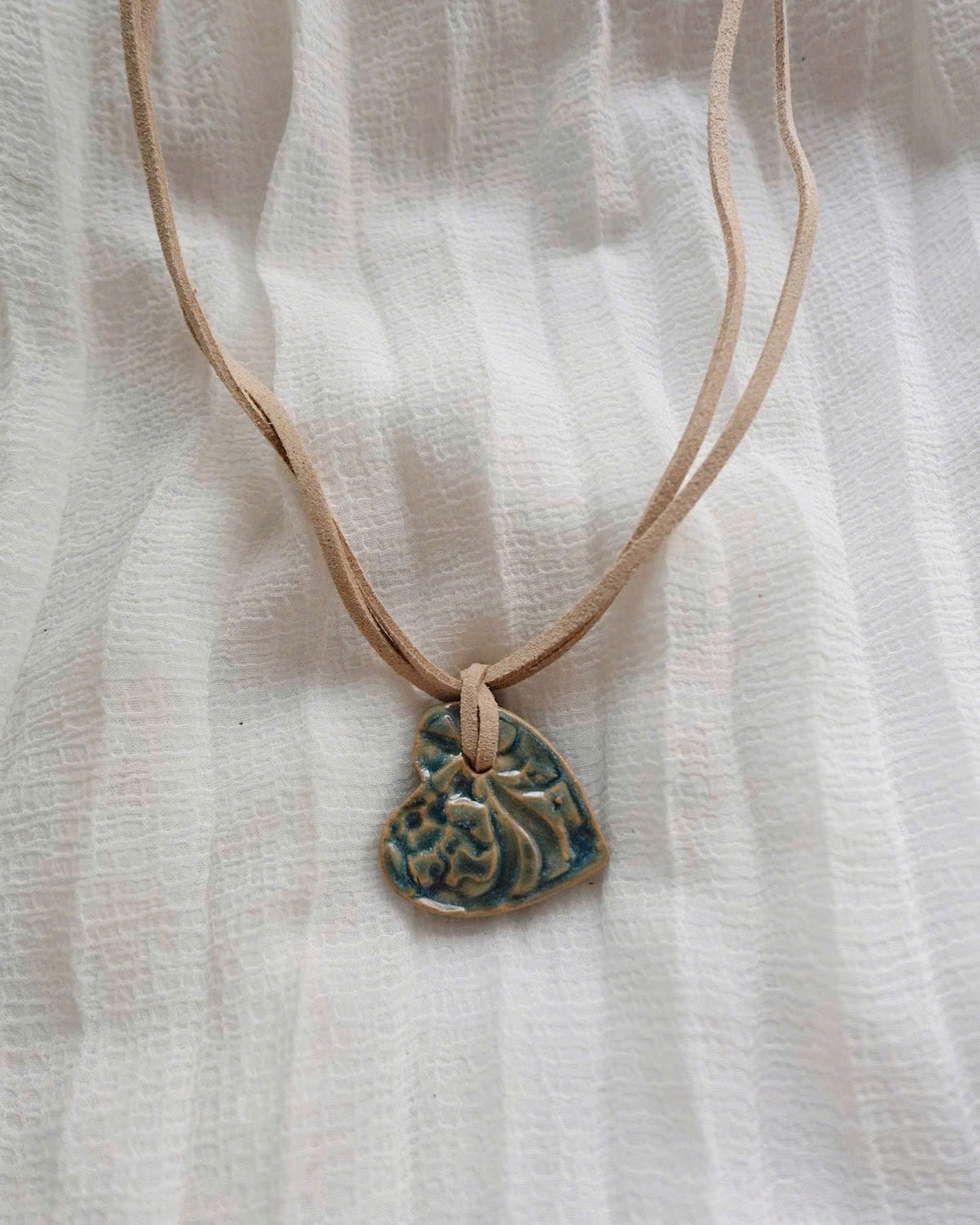 Green Heart Ceramic Necklace
