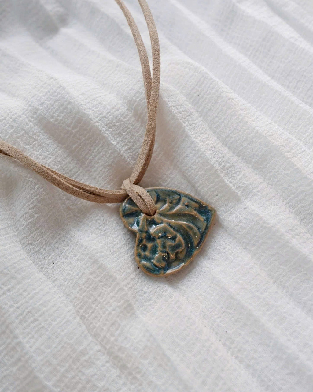 Green Heart Ceramic Necklace