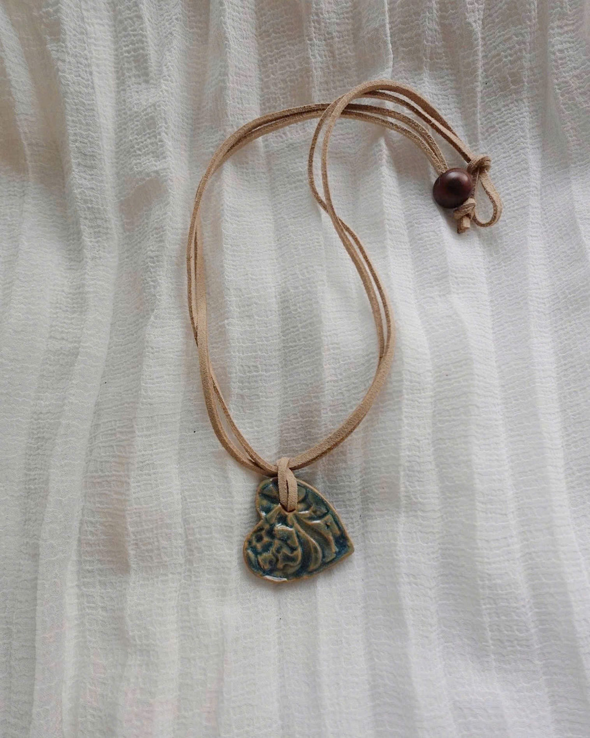 Green Heart Ceramic Necklace