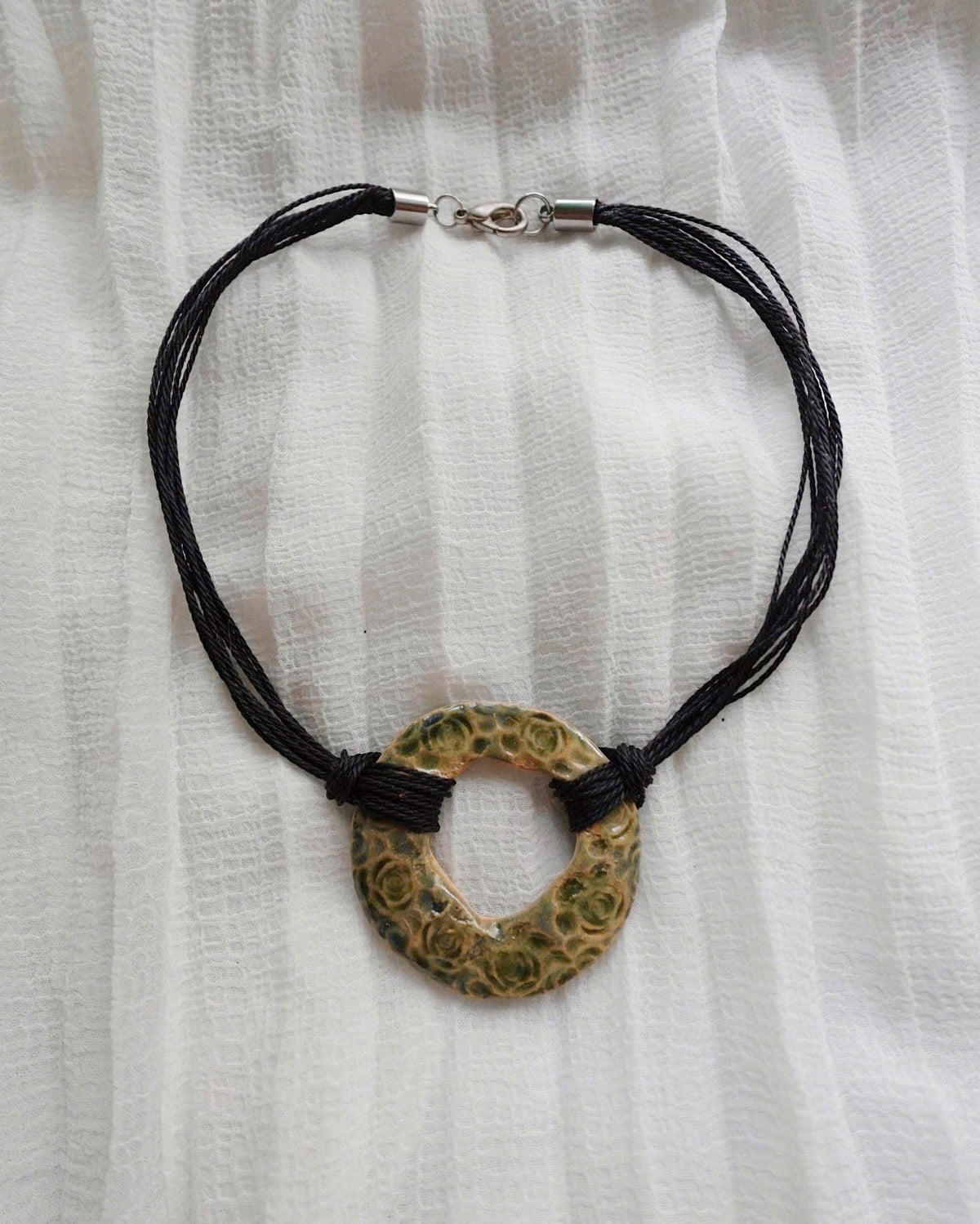Olive Eclipse Ceramic Necklace