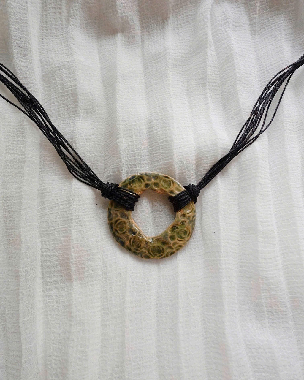 Olive Eclipse Ceramic Necklace