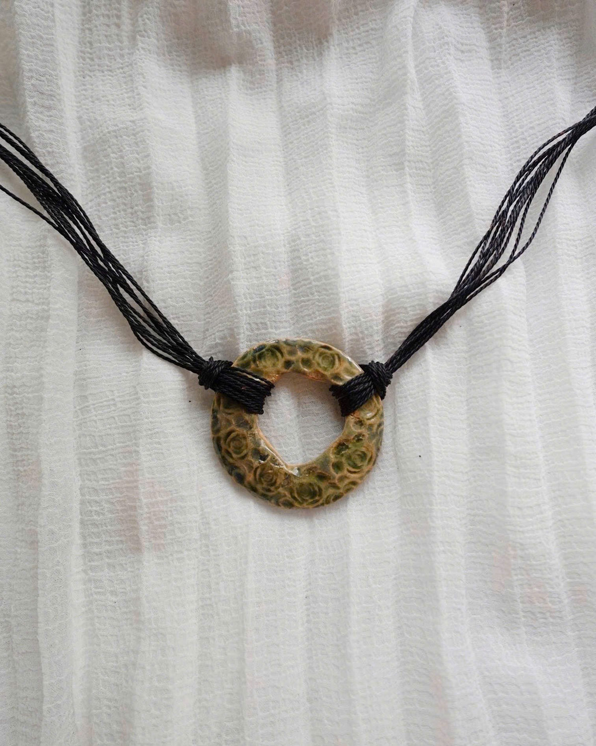 Olive Eclipse Ceramic Necklace