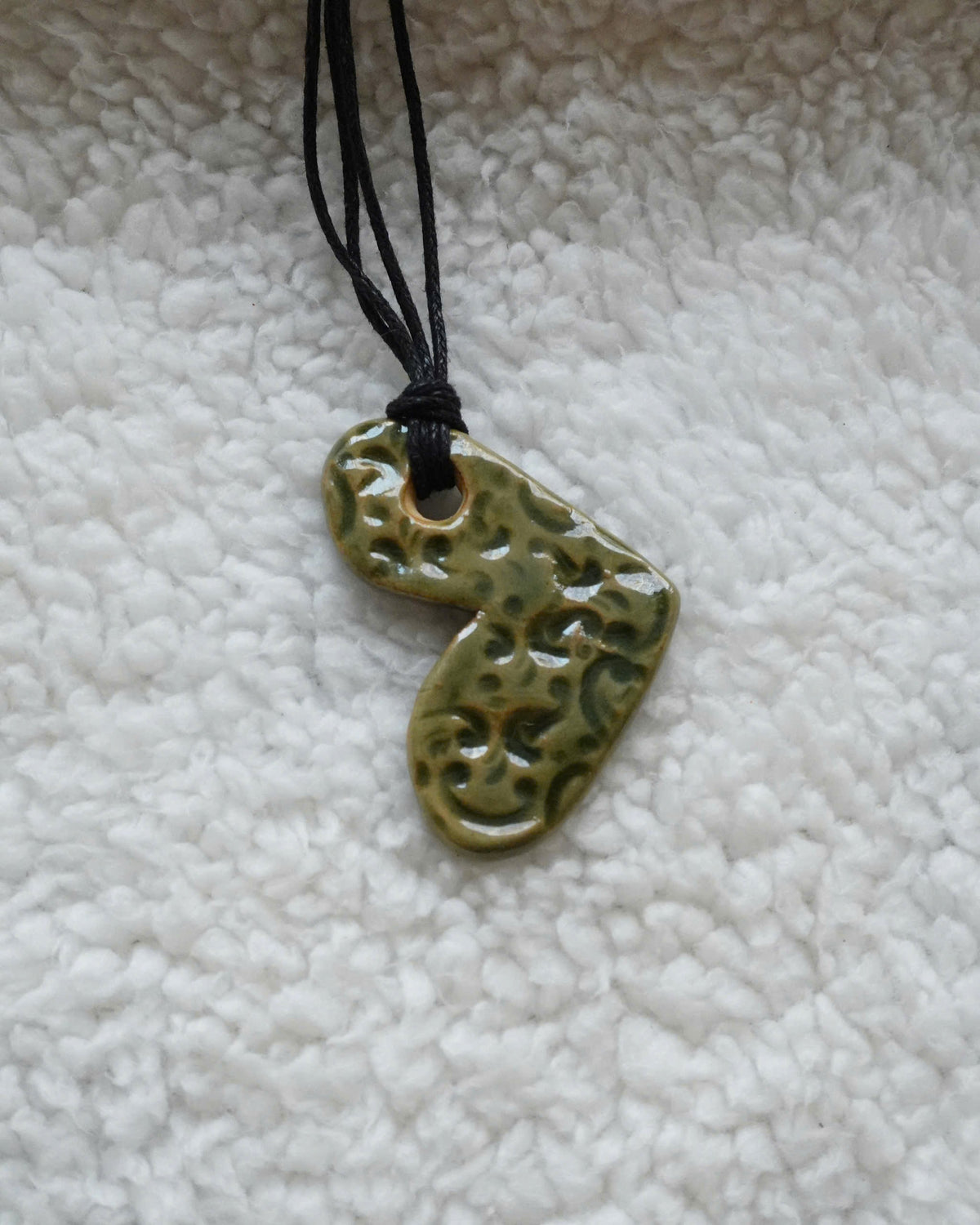 Olive Heart Ceramic Necklace